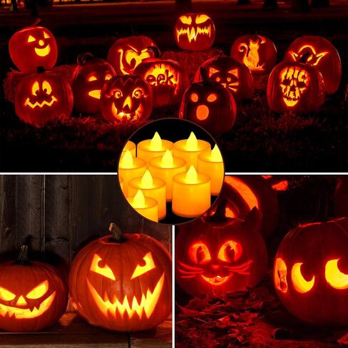 33 PCS Pumpkin Carving Kit, Stainless Steel Tools with Hammer DIY Stencils Pumpkin Carver Kit Carving Set for Halloween Decoration Safe for Kids Adults with 12 Candle Lights in Saudi Arabia