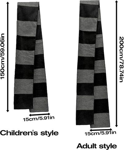 Long Striped Winter Scarf Black and Gray Color Block Pattern Halloween Costume Scarf with Fake Nose Prop in Saudi Arabia