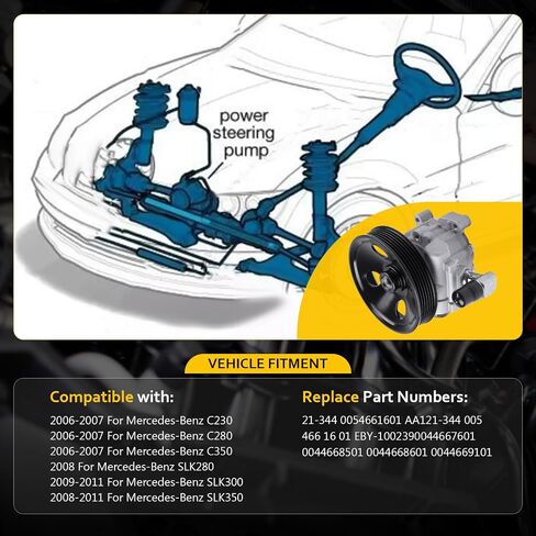 OCPTY Power Steering Pump Compatible with Mercedes-Benz C230 2006-2007 For Mercedes-Benz C280 2006-2007 For Mercedes-Benz C350 2006-2007 For Mercedes-Benz SLK280 2008 21-344 Power Assist Pump in Saudi Arabia