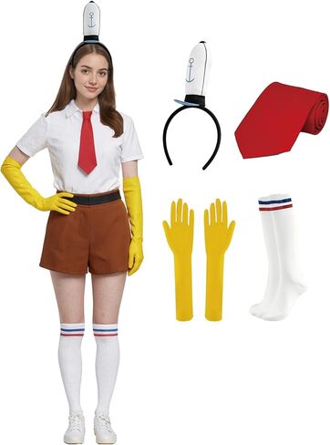 4Pcs Funny Sea Square Cartoon Character Costume for Halloween Headband+GlovesRed+Tie+Striped Socks in Saudi Arabia