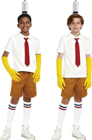4Pcs Funny Sea Square Cartoon Character Costume for Halloween Headband+GlovesRed+Tie+Striped Socks in Saudi Arabia