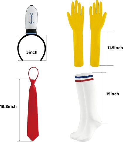 4Pcs Funny Sea Square Cartoon Character Costume for Halloween Headband+GlovesRed+Tie+Striped Socks in Saudi Arabia