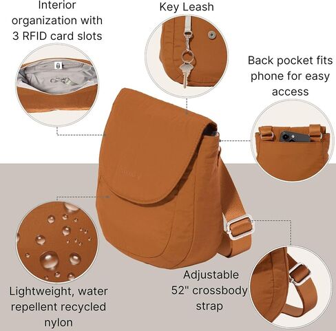 Baggallini Swift Flap Mini 6.3"x7" Lightweight Small Travel Purse with Crossbody Strap and RFID in Saudi Arabia