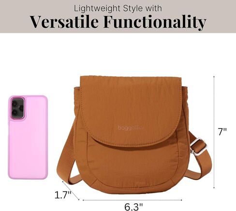 Baggallini Swift Flap Mini 6.3"x7" Lightweight Small Travel Purse with Crossbody Strap and RFID in Saudi Arabia