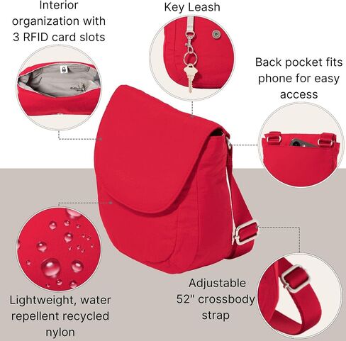 Baggallini Swift Flap Mini 6.3"x7" Lightweight Small Travel Purse with Crossbody Strap and RFID in Saudi Arabia