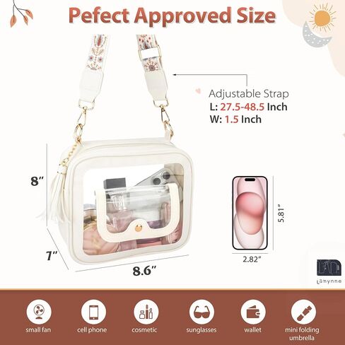 Clear Bag for Women Stadium Approved Small Crossbody Bag Clear Purse Stadium Bag with Front Pocket for Concerts Sports Events Festivals in Saudi Arabia