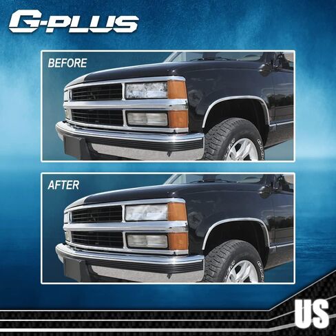 G-PLUS Front Headlight Lenses Cover Compatible with 1994-1998 C10 C/K Tahoe Suburban Silverado,Left & Right Side Replacement Pair (Clear Lens) in Saudi Arabia
