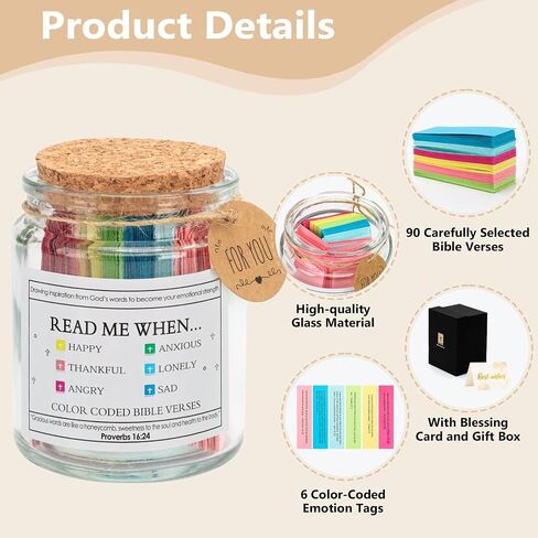 ANJAYLIA Bible Verse Jar with 90 Scripture Cards, Read Me When Prayer Jar, Christian Gift for Women, Faith Keepsake for Mom, Friends, Teens – Inspirational Birthday, Easter, Graduation Gift in Saudi Arabia