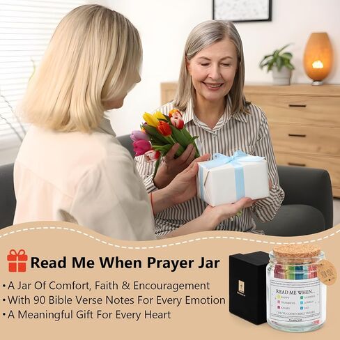 ANJAYLIA Bible Verse Jar with 90 Scripture Cards, Read Me When Prayer Jar, Christian Gift for Women, Faith Keepsake for Mom, Friends, Teens – Inspirational Birthday, Easter, Graduation Gift in Saudi Arabia