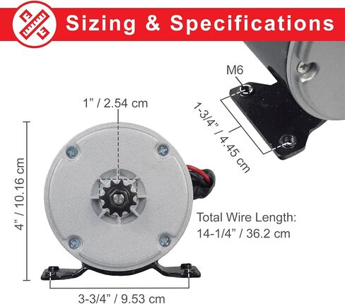 محرك AlveyTech 24 فولت 350 وات لجهاز Razor iMod، MX350 (الإصدارات 1-8)، دراجة ترابية MX400، عربة الكثبان الرملية - أجزاء كهربائية، 24 فولت تيار مستمر، 11 سن #25 سلسلة ضرس، 2750 دورة في الدقيقة، موديل MY1016 in Saudi Arabia