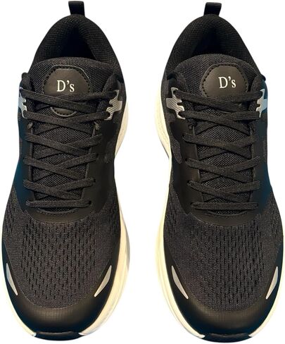 D's Performance Running Shoes, Black with White Soles, Mesh Upper, Cushioned Platform, Athletic Training Sneakers in Saudi Arabia