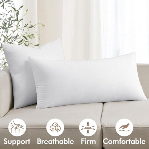 MIULEE 14x36 Inch Premium Lumbar Throw Pillow for Bed Sofa Couch Virgin Microfiber with 100% Cotton Cover Decorative Throw Pillow Insert Stuffer Form in Saudi Arabia