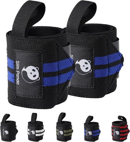 Slim Panda Weightlifting Wrist Wraps- Upgraded Wrist Support with Heavy Duty Thumb Loop for Powerlifting, Bodybuilding, and Weight Lifting Men & Women in Kuwait