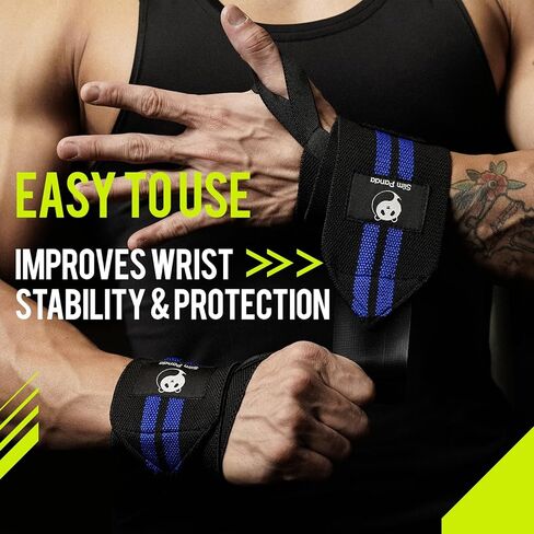 Slim Panda Weightlifting Wrist Wraps- Upgraded Wrist Support with Heavy Duty Thumb Loop for Powerlifting, Bodybuilding, and Weight Lifting Men & Women in Kuwait
