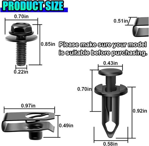 35PCS Engine Under Cover Splash Shield Guard Body Bolts, Car Front Bumper Liner U-Nuts Kit, Push Retainer Fastener Rivet Clips, Car Body Panel Bumper Clips (35PCS) in Saudi Arabia