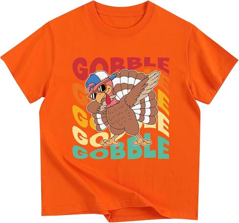 Toddler Boys Thanksgiving Shirt Turkey Day T-Shirt Gobble Cotton Short Sleeve Tees 2-10 Years in Kuwait