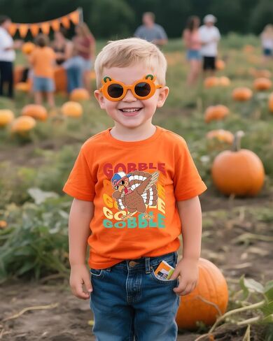 Toddler Boys Thanksgiving Shirt Turkey Day T-Shirt Gobble Cotton Short Sleeve Tees 2-10 Years in Kuwait