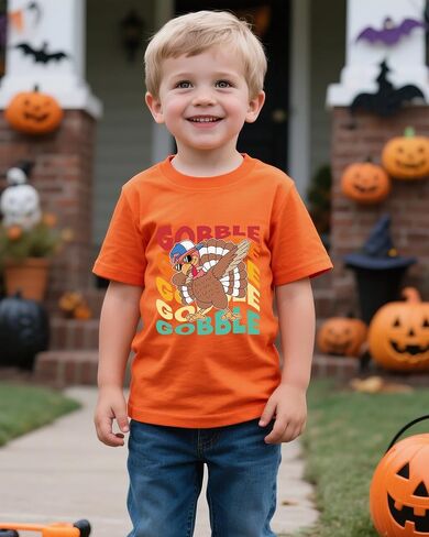 Toddler Boys Thanksgiving Shirt Turkey Day T-Shirt Gobble Cotton Short Sleeve Tees 2-10 Years in Kuwait