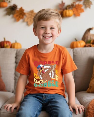 Toddler Boys Thanksgiving Shirt Turkey Day T-Shirt Gobble Cotton Short Sleeve Tees 2-10 Years in Kuwait