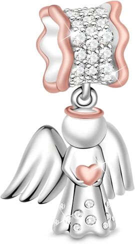 GNOCE 925 Sterling Silver Angel Pendant Charm for Bracelet Rose Gold Dangle Charm for Women Mother's Day Jewelry Gifts in Saudi Arabia