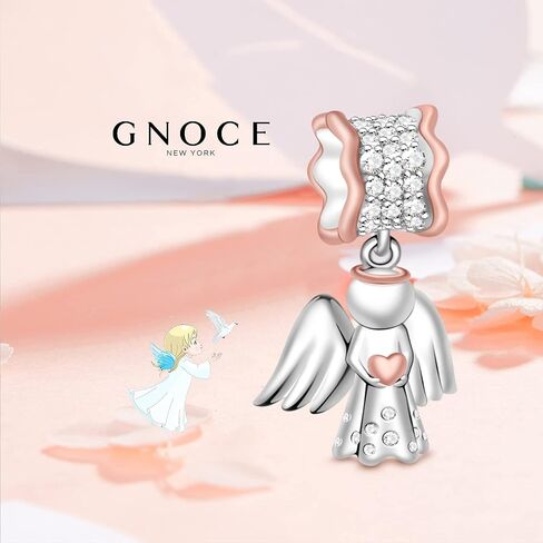 GNOCE 925 Sterling Silver Angel Pendant Charm for Bracelet Rose Gold Dangle Charm for Women Mother's Day Jewelry Gifts in Saudi Arabia