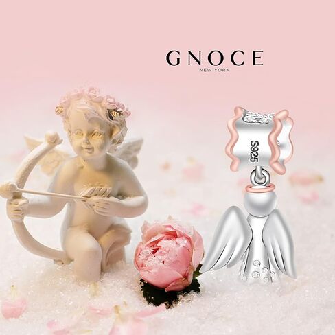 GNOCE 925 Sterling Silver Angel Pendant Charm for Bracelet Rose Gold Dangle Charm for Women Mother's Day Jewelry Gifts in Saudi Arabia