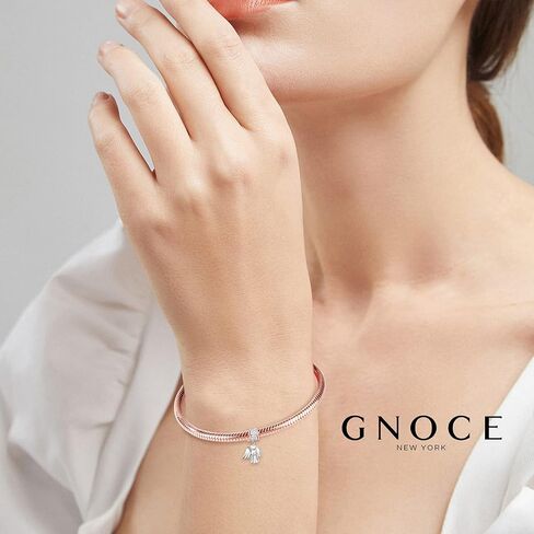 GNOCE 925 Sterling Silver Angel Pendant Charm for Bracelet Rose Gold Dangle Charm for Women Mother's Day Jewelry Gifts in Saudi Arabia