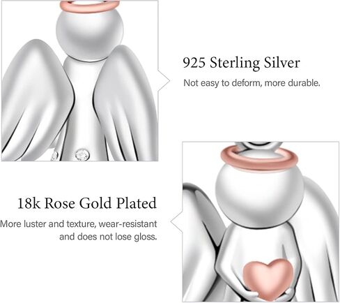 GNOCE 925 Sterling Silver Angel Pendant Charm for Bracelet Rose Gold Dangle Charm for Women Mother's Day Jewelry Gifts in Saudi Arabia