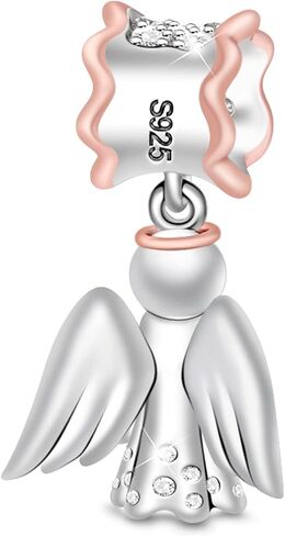 GNOCE 925 Sterling Silver Angel Pendant Charm for Bracelet Rose Gold Dangle Charm for Women Mother's Day Jewelry Gifts in Saudi Arabia