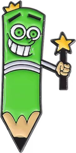 The Fairly OddParents Wanda and Cosmo Green Pencil Wand الكرتون الرسوم المتحركة برنامج تلفزيوني 1.25 بوصة شارة دبوس المينا in Saudi Arabia