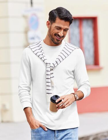 COOFANDY Mens Long Sleeve Tee Shirts Stretch Crew Neck Thermal Shirts Casual T Shirts for Men in Saudi Arabia