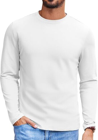 COOFANDY Mens Long Sleeve Tee Shirts Stretch Crew Neck Thermal Shirts Casual T Shirts for Men in Saudi Arabia