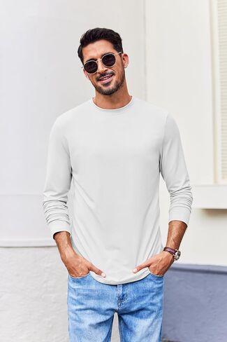 COOFANDY Mens Long Sleeve Tee Shirts Stretch Crew Neck Thermal Shirts Casual T Shirts for Men in Saudi Arabia