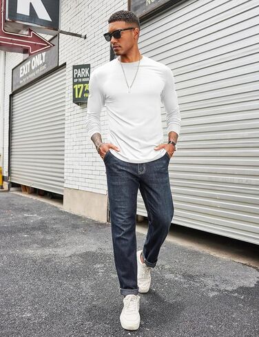 COOFANDY Mens Long Sleeve Tee Shirts Stretch Crew Neck Thermal Shirts Casual T Shirts for Men in Saudi Arabia