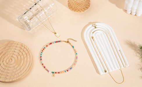 FRG Colorful Beaded Initial Necklace with Heart Charm, Letter Pendant Necklace for womens/Girls, Multi-Color in Saudi Arabia