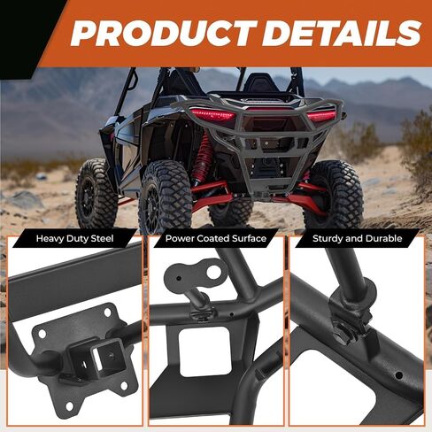 المصد الخلفي UTV مع جهاز استقبال وصلة الوصل متوافق مع Polaris RZR XP 1000/4 1000 4WD 2014-2023 حماية الملحقات الخلفية من الفولاذ شديد التحمل in Saudi Arabia