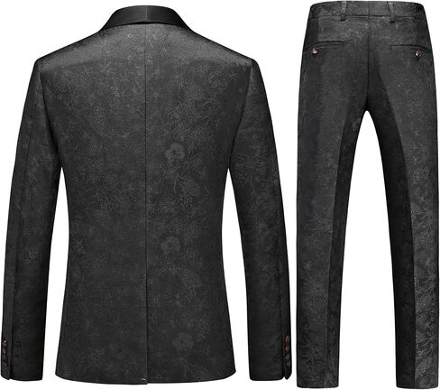 MOGU Mens 3 Piece Floral Print Dress Suit Slim Fit Jacquard Tuxedo Wedding Party Dinner in Saudi Arabia