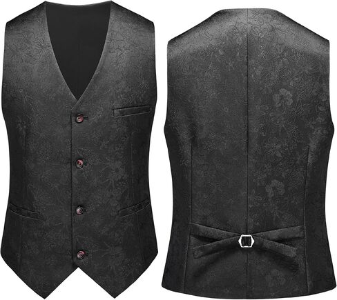MOGU Mens 3 Piece Floral Print Dress Suit Slim Fit Jacquard Tuxedo Wedding Party Dinner in Saudi Arabia