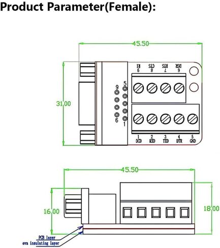 2PCS (1PCS Male 1PCS Female) DB26 Solderless Connector,RS232 D-SUB Serial to 3 Row 26-pin Port Terminal Adapter Breakout Board with Nuts in Kuwait