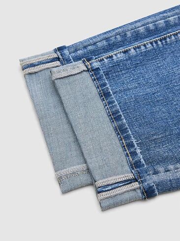 Flamingals Women's Straight Leg Mid Waist Casual Ripped Cropped Jeans for Women Destroyed Roll Hem Denim Jeans in Saudi Arabia