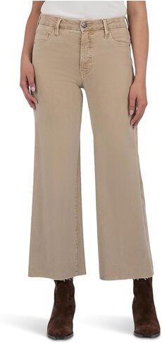 KUT from the Kloth Women's Meg High-Rise Fab Ab Wide Leg Raw Hem in Biscuit in Saudi Arabia