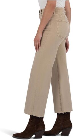 KUT from the Kloth Women's Meg High-Rise Fab Ab Wide Leg Raw Hem in Biscuit in Saudi Arabia