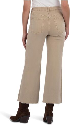 KUT from the Kloth Women's Meg High-Rise Fab Ab Wide Leg Raw Hem in Biscuit in Saudi Arabia