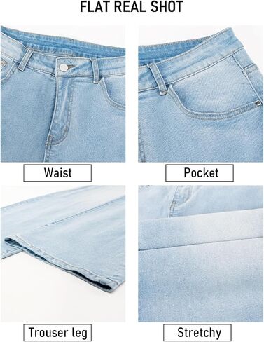 High Waisted Wide Leg Jeans for Women Plus Size Baggy Jeans Stretchy Straight Leg Denim Pants High Rise in Saudi Arabia