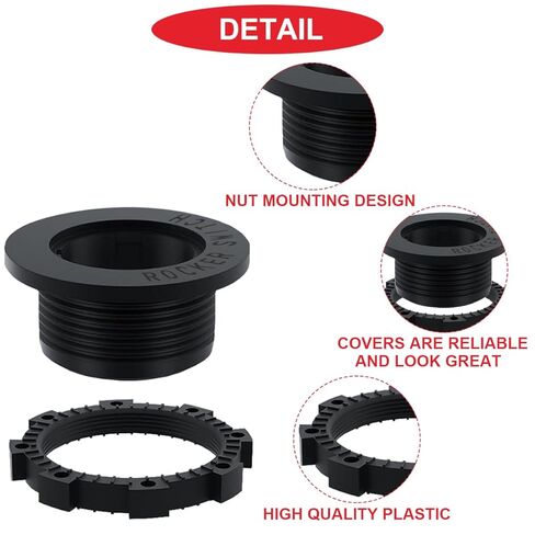 4 قطعة 20 مللي متر/0.8 بوصة أسود مستدير الروك التبديل قذيفة تصاعد لوحة مقاوم للماء الغبار غطاء بلاستيكي ل الروك تبديل التبديل البحرية السيارات RV سيارة شاحنة in Kuwait