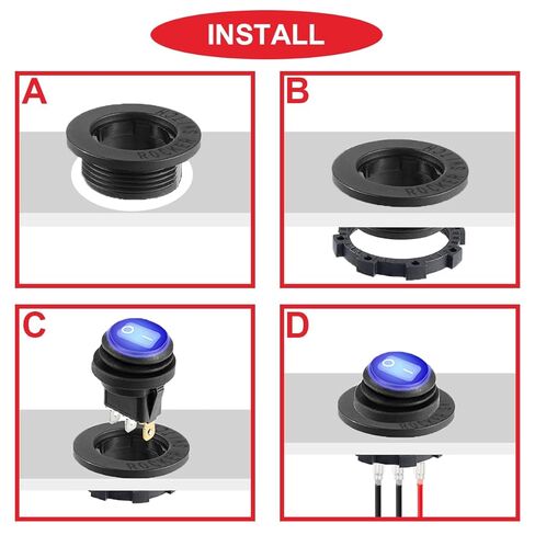 4 قطعة 20 مللي متر/0.8 بوصة أسود مستدير الروك التبديل قذيفة تصاعد لوحة مقاوم للماء الغبار غطاء بلاستيكي ل الروك تبديل التبديل البحرية السيارات RV سيارة شاحنة in Kuwait