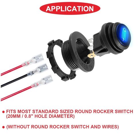 4 قطعة 20 مللي متر/0.8 بوصة أسود مستدير الروك التبديل قذيفة تصاعد لوحة مقاوم للماء الغبار غطاء بلاستيكي ل الروك تبديل التبديل البحرية السيارات RV سيارة شاحنة in Kuwait