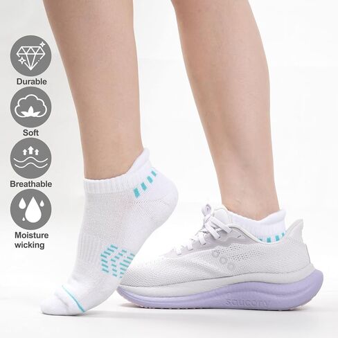 Ankle Socks Womens Compression Cushioned Athletic Running Low Cut with Heel Tab Anti-blister Socks 5 Pairs in Saudi Arabia