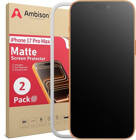 Ambison [2 Pack Matte Glass Screen Protector Compatible for iPhone 16 Pro Max 6.9inch 2024, Anti-Glare & Fingerprint/Anti-Reflective [No Bubbles] Install Frame/Smooth as Silk/Tempered Glass in Kuwait