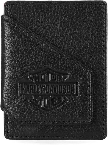 محفظة بطاقات Harley-Davidson للرجال Bar & Shield Core Pebble - باللون الأسود in Saudi Arabia